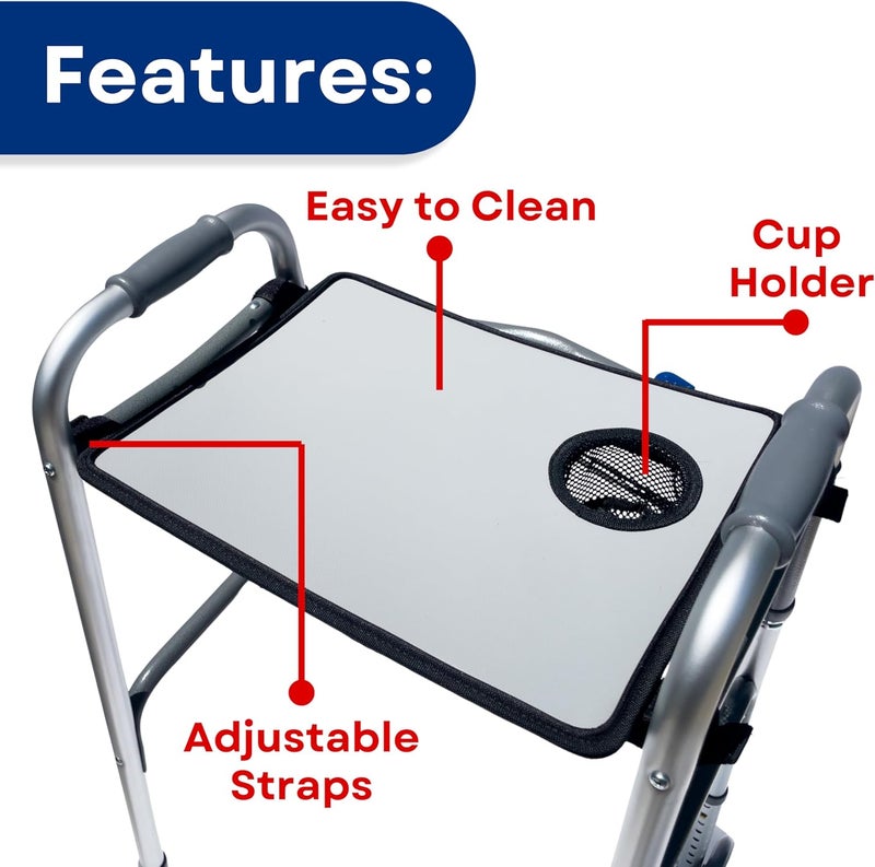 RMS Walker Tray with Cup Holder, fits Most Standard Folding Walker, Mobility Walker Accessories and Medical Table for Seniors or Individuals with Disability - Image 5